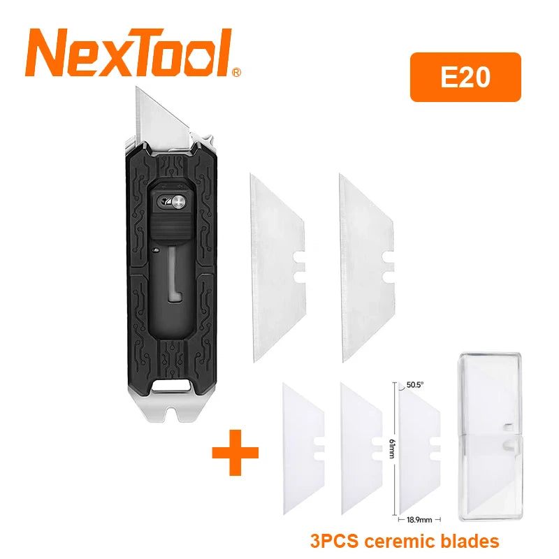 New NexTool Explorer E20 Utility Knife Box Cutter 8-in-1 Multi-tool Innovative Auto Reload Design Mini EDC Tools Built-in Blades