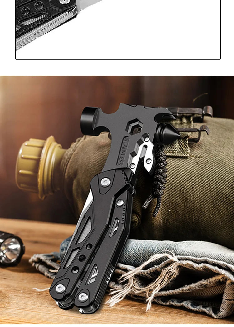 16-in-1 Multitool Hammer Outdoor Multi Tool Utility Knife Camping Survival Gear Gifts for Dad Christmas Gift To Husbands Men