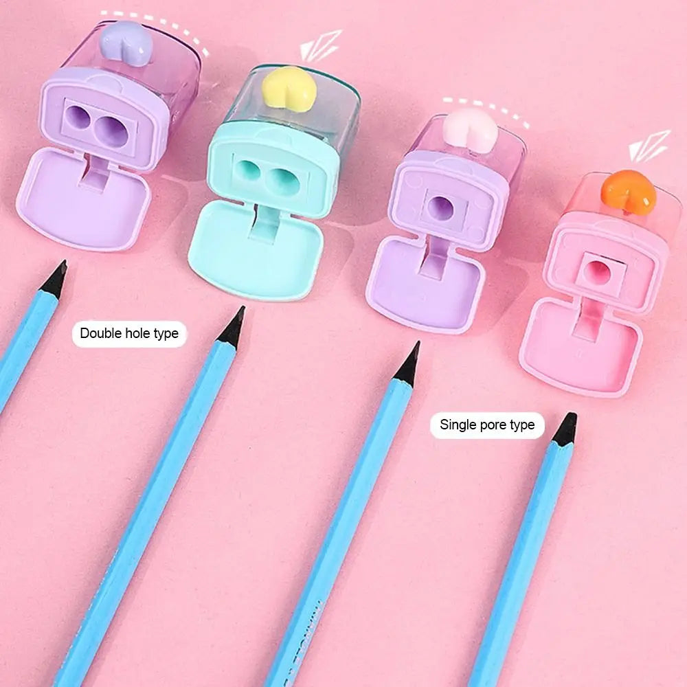 Cartoon Pencil Sharpener Single/Double Hole Pencil Cutter Tool Student Stationery Simple School Office Supplies High Quality