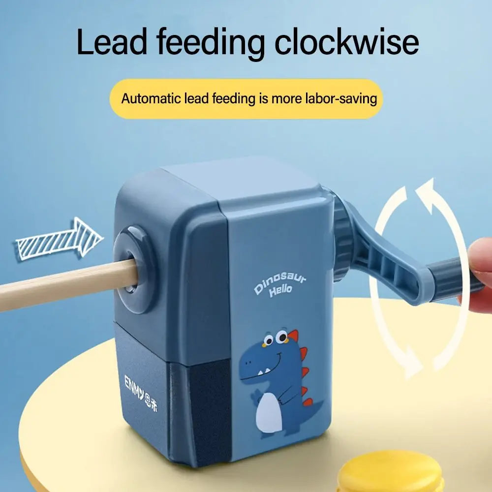 Cartoon Dinosaur Pencil Sharpener Hand-cranked Mechanical Tool Automatically Enters Lead Anti Sticking Lead Office Gift Student