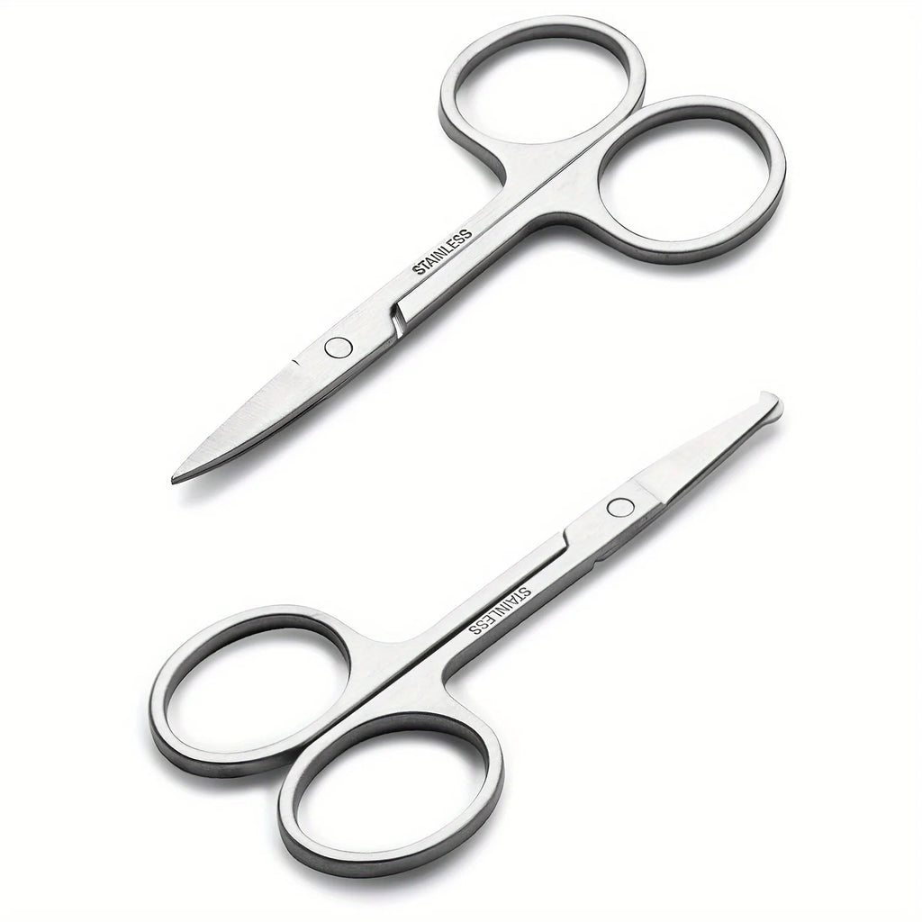 2 sets of small beauty scissors for facial hair -nose, beard, eyebrows, eyelashes-professional stainless steel trimming scissors