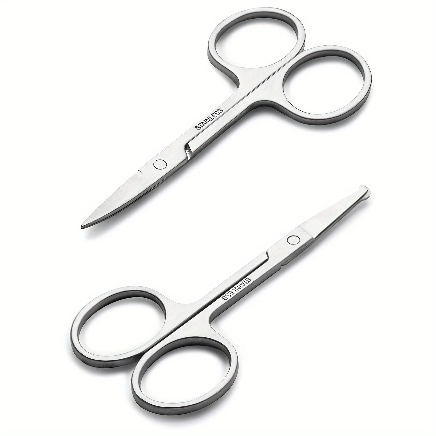 2 sets of small beauty scissors for facial hair -nose, beard, eyebrows, eyelashes-professional stainless steel trimming scissors