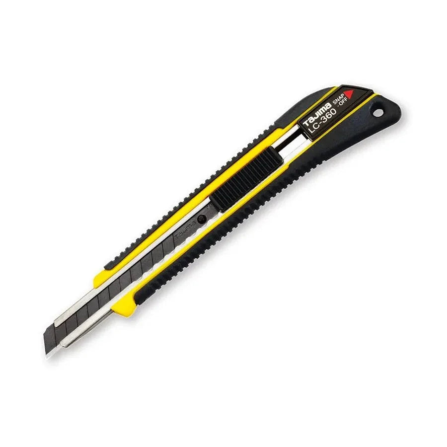 TAJIMA LC360B 9mm A-type Stainless Steel Blade Utility Knife Push Button Rubber Handle Rugged Cutting Tool