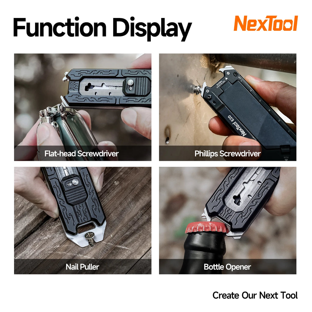 New NexTool Explorer E20 Utility Knife Box Cutter 8-in-1 Multi-tool Innovative Auto Reload Design Mini EDC Tools Built-in Blades