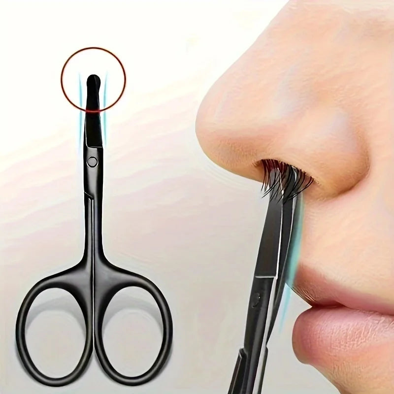 Professional Stainless Steel Nose Hair Scissors For Men And Women - Safety Round Head For Trimming Eyebrows, Nose Hair, Beard,