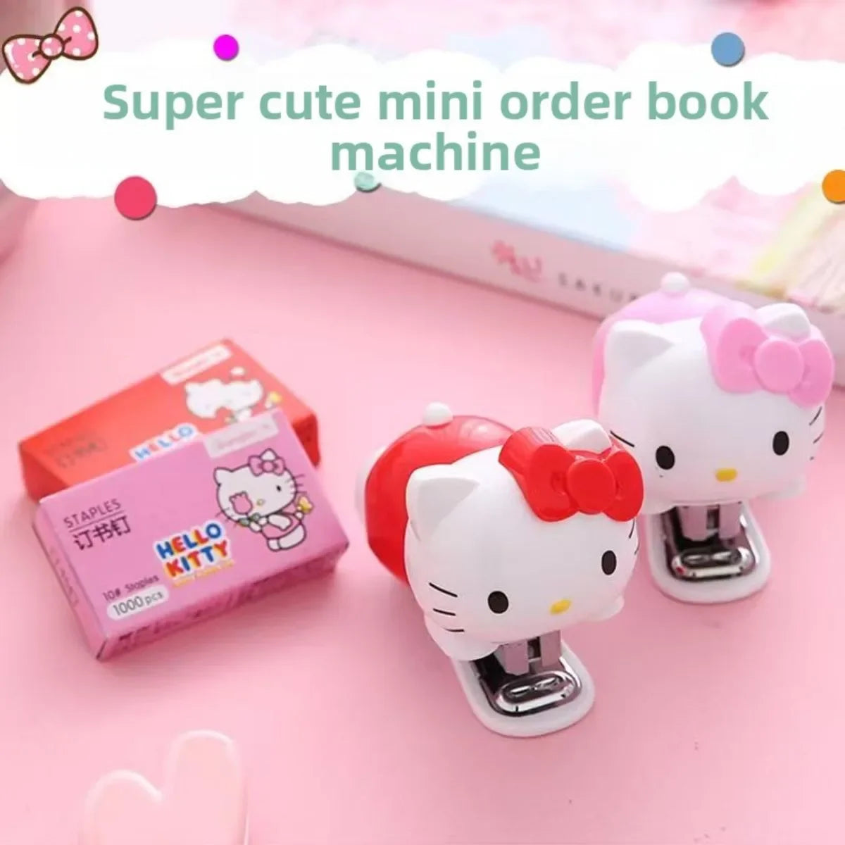 Sanrio Hello Kitty Anime Figures Staplers Set Kawaii Cute Cartoon Student Binding Machine School Office Binding Supplies Stapler