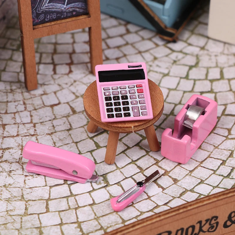1 Set Dollhouse Mini Stationery Simulation Tape Cutter Utility Knife Pack School Supplies Model