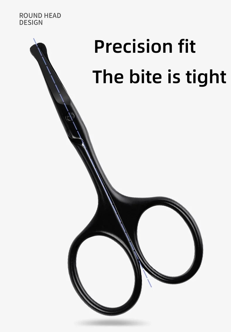 1Pc Stainless Steel Black Round Head Safe Shears Nose Hair Scissors (Do Not Hurt Nose) Stainless Steel Manual Trimming