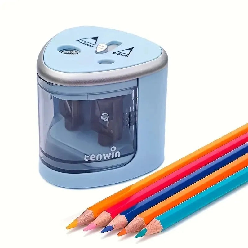 1pc Convenient Electric Double Hole Pencil Sharpener - Quick & Easy Sharpening for 6-12mm Pencils