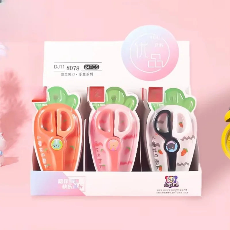 Students and children cut DIY handmade scissors carrot cartoon lace scissors do not hurt hands plastic scissors.