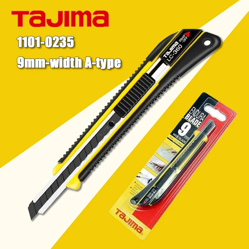 TAJIMA LC360B 9mm A-type Stainless Steel Blade Utility Knife Push Button Rubber Handle Rugged Cutting Tool