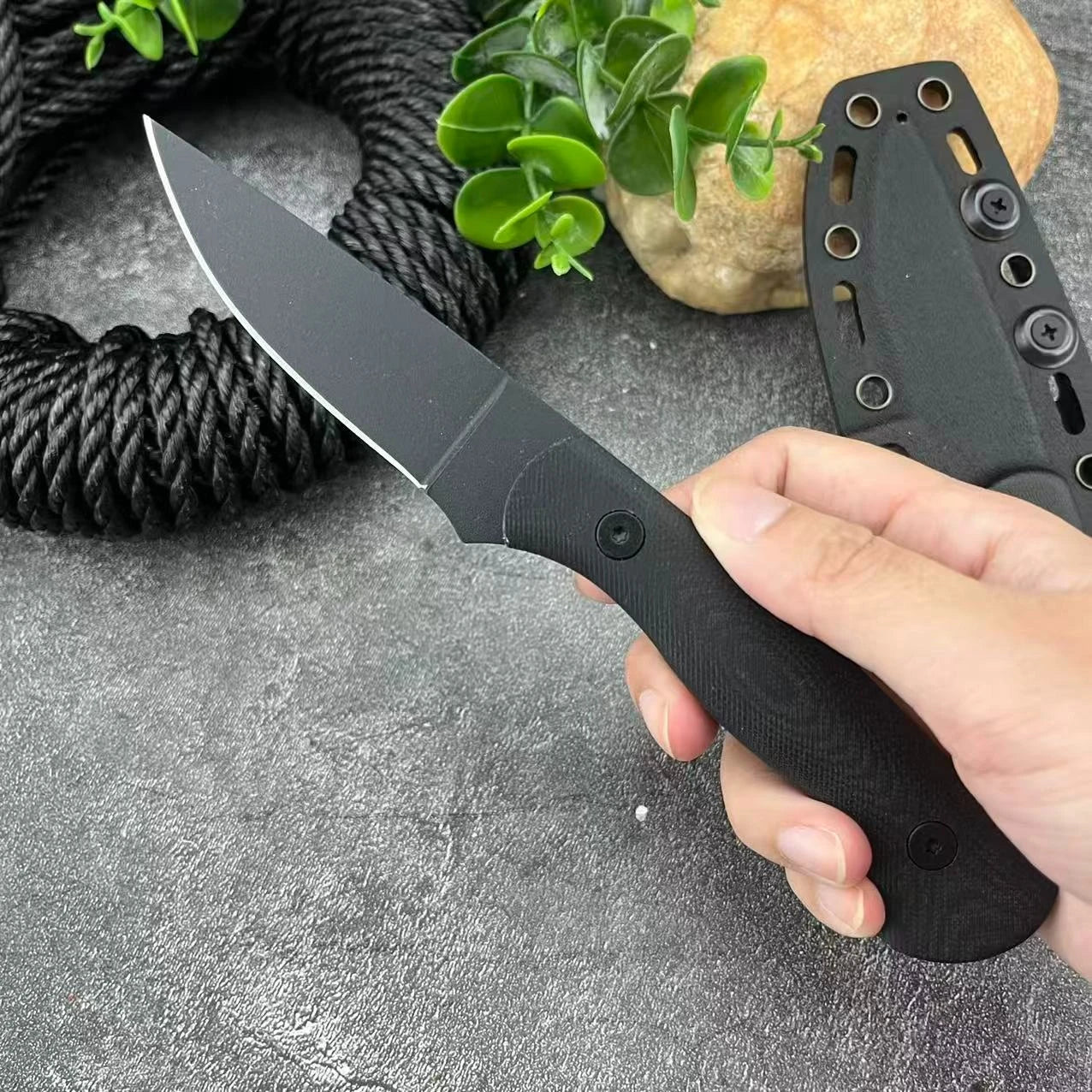 High Hardness Outdoor Camping Fishing Utility EDC Straight Knife Portable Wilderness Survival Adventure Pocket Knife G10 Handle