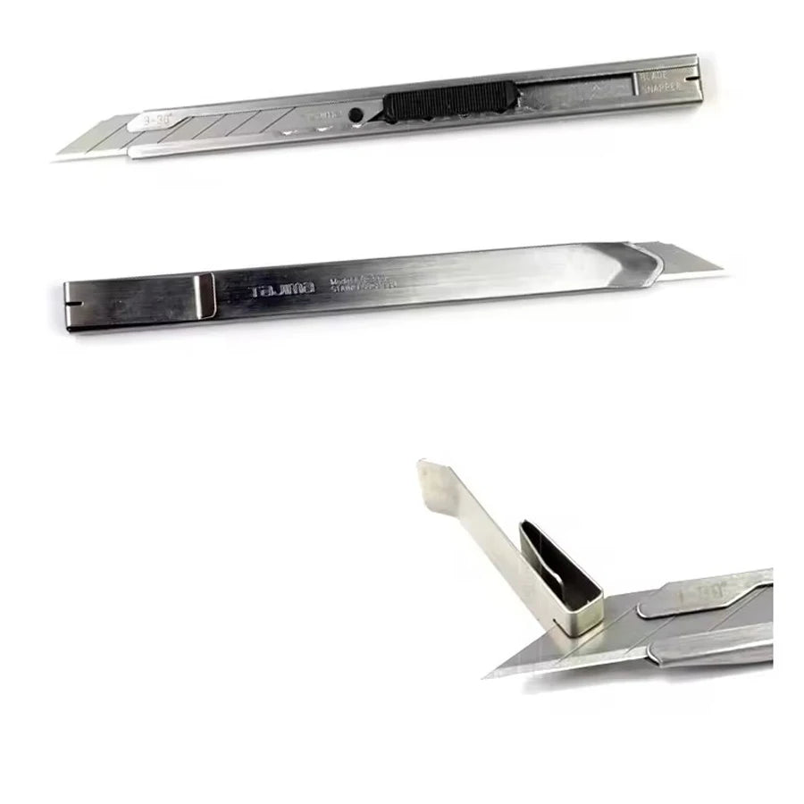 TAJIMA Rugged Mini Utility Knife with 9mm Stainless Steel Blades Push Button Design LC390B Compact Cutting Tool