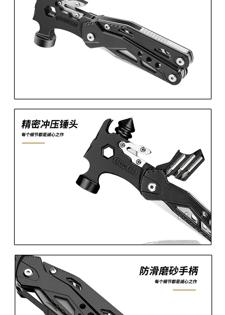 16-in-1 Multitool Hammer Outdoor Multi Tool Utility Knife Camping Survival Gear Gifts for Dad Christmas Gift To Husbands Men