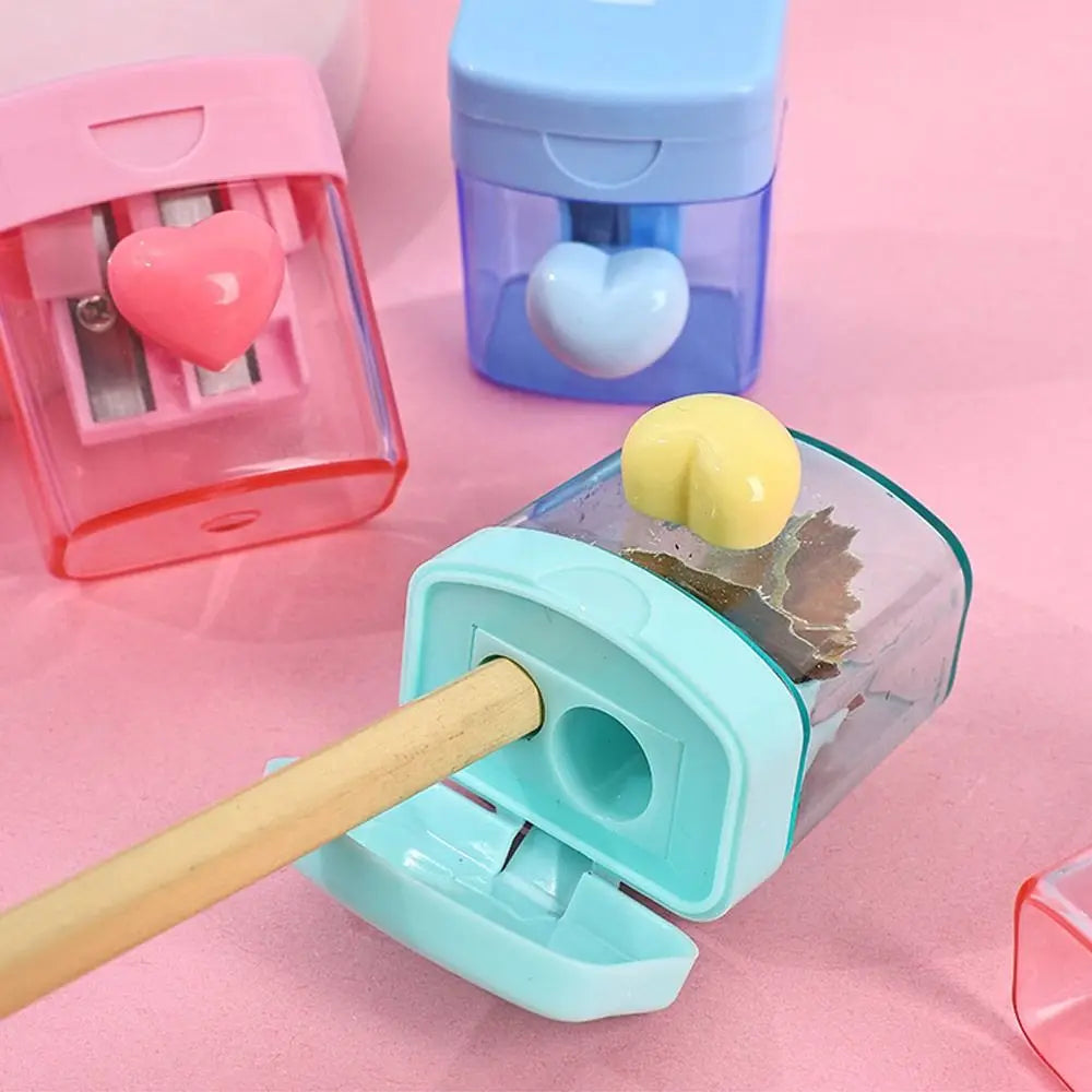 Cartoon Pencil Sharpener Single/Double Hole Pencil Cutter Tool Student Stationery Simple School Office Supplies High Quality