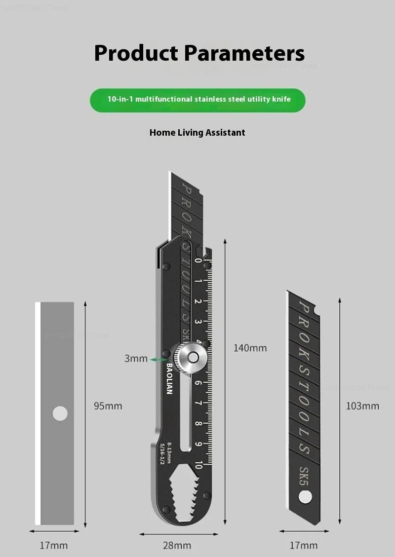 Xiaomi BAOLIAN Steel Utility Knife Multifunctional Knife Holder Paper Cutting Knife Wide Snap-Off Blades Opening Package Letter