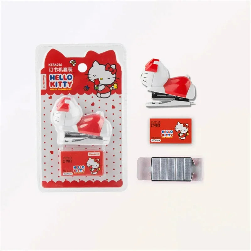 Sanrio Hello Kitty Anime Figures Staplers Set Kawaii Cute Cartoon Student Binding Machine School Office Binding Supplies Stapler