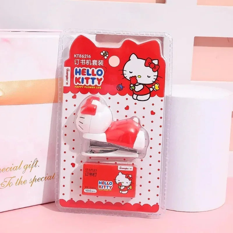 Sanrio Hello Kitty Anime Figures Staplers Set Kawaii Cute Cartoon Student Binding Machine School Office Binding Supplies Stapler