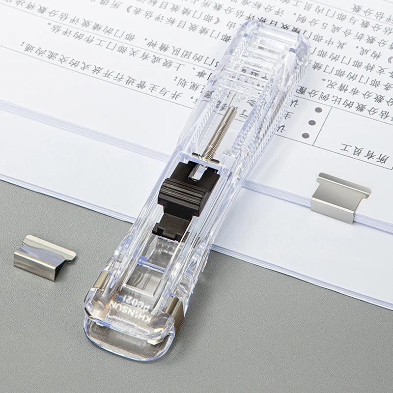Mini Traceless Reusable Hand Clamp Push Stapler Paper Book File Office School Student Binder Binding Tools Supplies accessories
