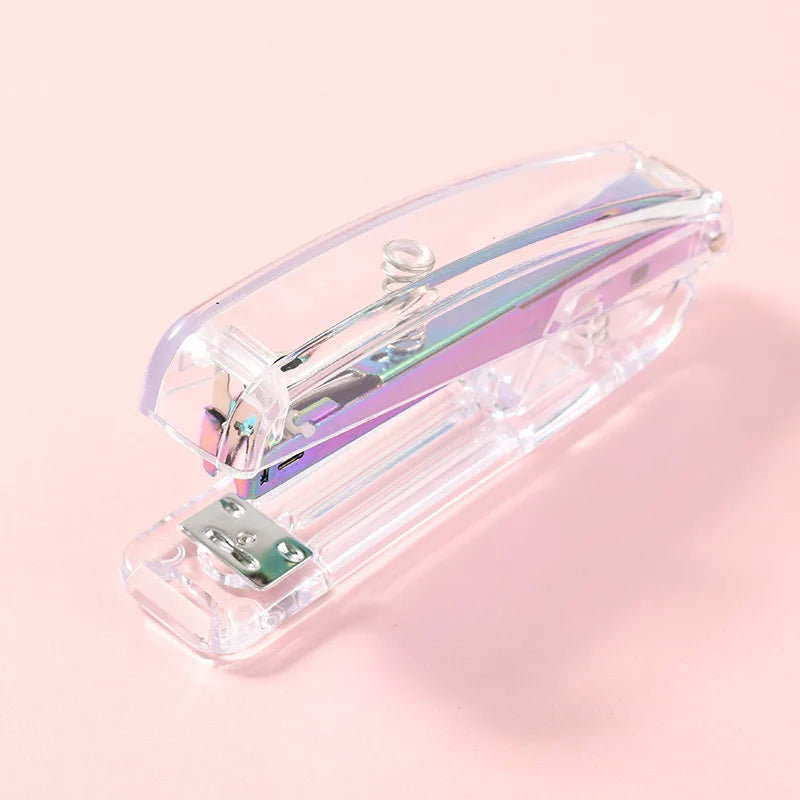 No.12 Transparent Stapler, Rose/Gold/Silver Colors, for Office School Home Use - Compact & Durable