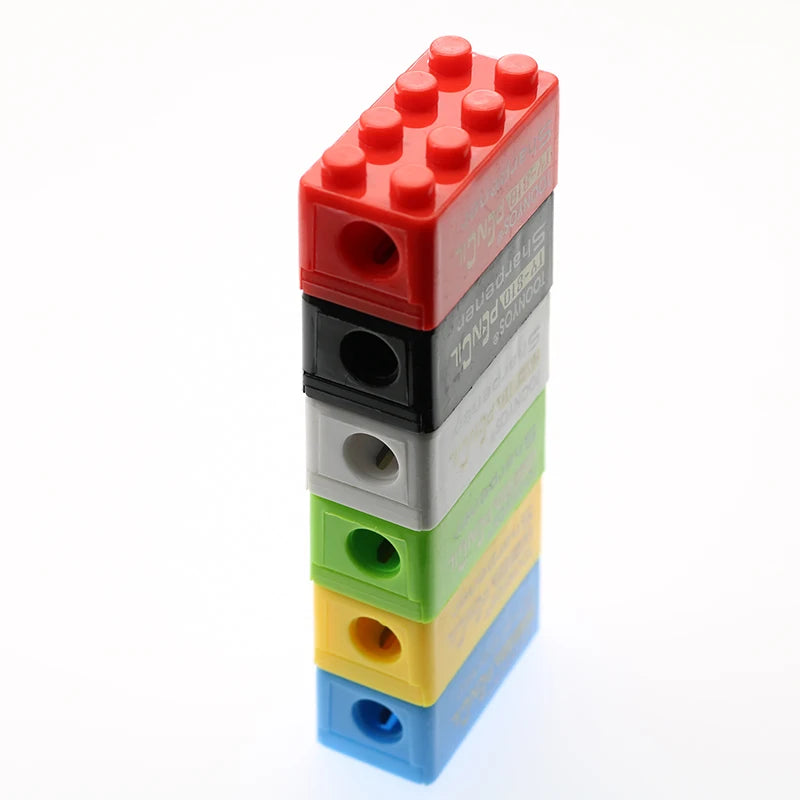 5-50pcs Building Blocks Pencil Sharpener Cartoon Plastic Children's Office And School Supplies Student Stationery Random Supply