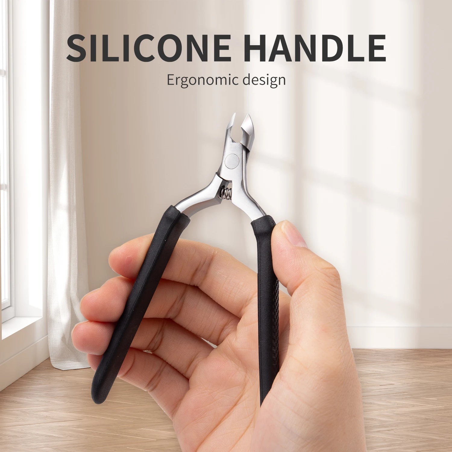 Manicure Cuticle Scissors Silicone Non-Slip Handle Cuticle Nippers Trim Nail Edges Barb Dead Skin Scissors Nail Art Tools