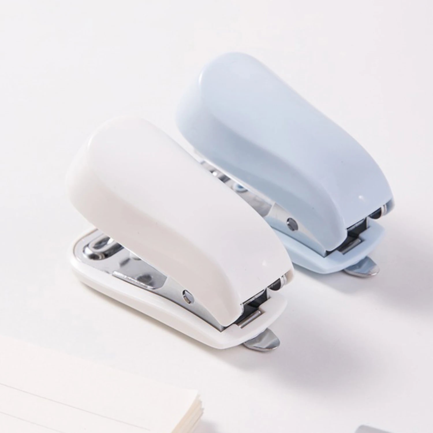 Mini Stapler Kit Portable Small Stapler and Staples for Binding Paper Student Office Stationery Blue Pink White