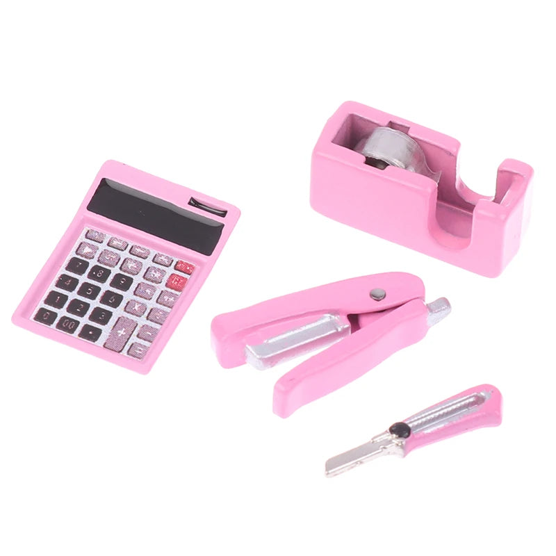 1 Set Dollhouse Mini Stationery Simulation Tape Cutter Utility Knife Pack School Supplies Model
