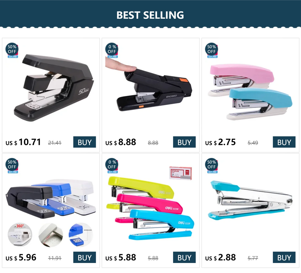 Deli 50 Sheets Heavy Duty Stapler Effortless Paper Binder School Supplies Stationery Stapler Without Staples Office Supplies