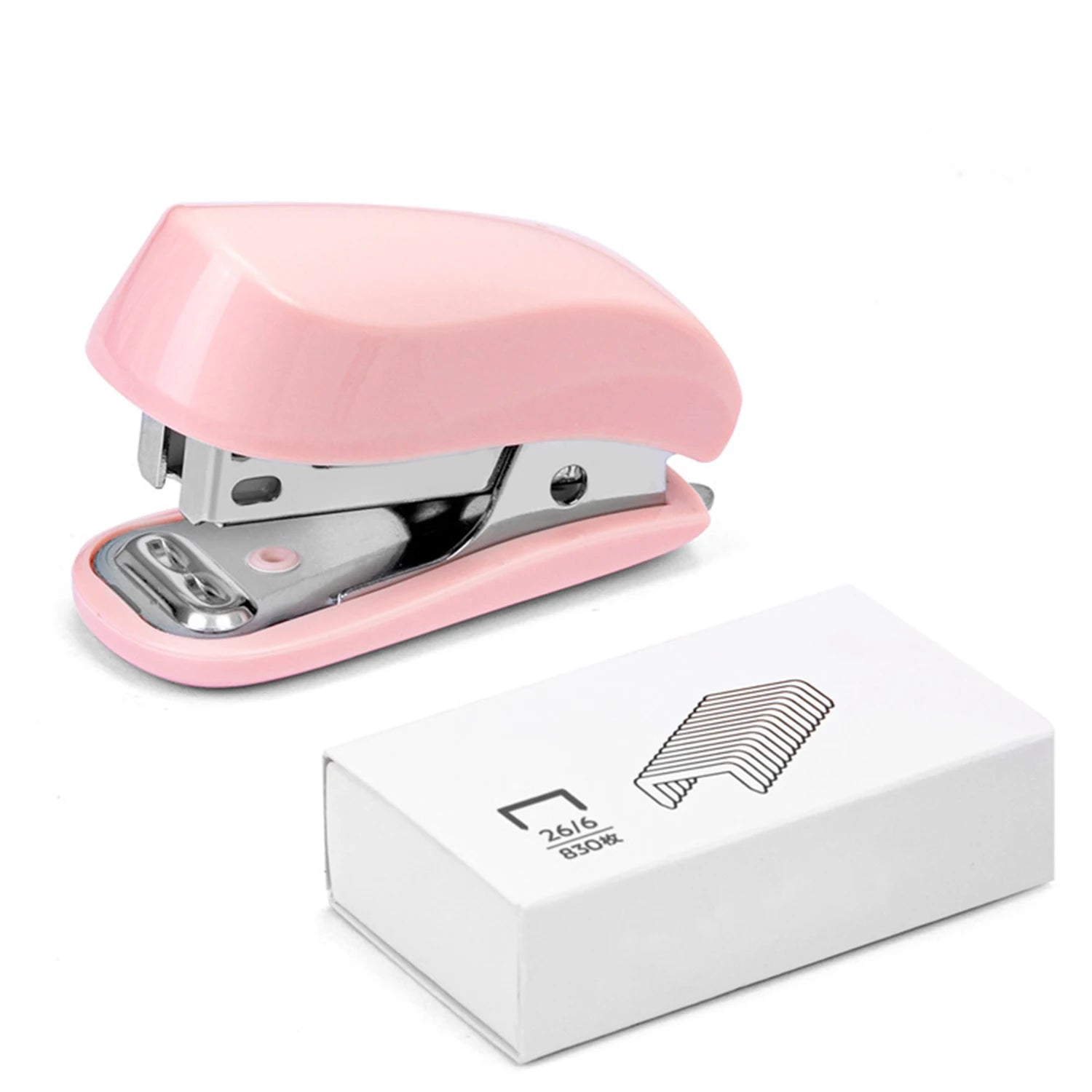 Mini Stapler Kit Portable Small Stapler and Staples for Binding Paper Student Office Stationery Blue Pink White