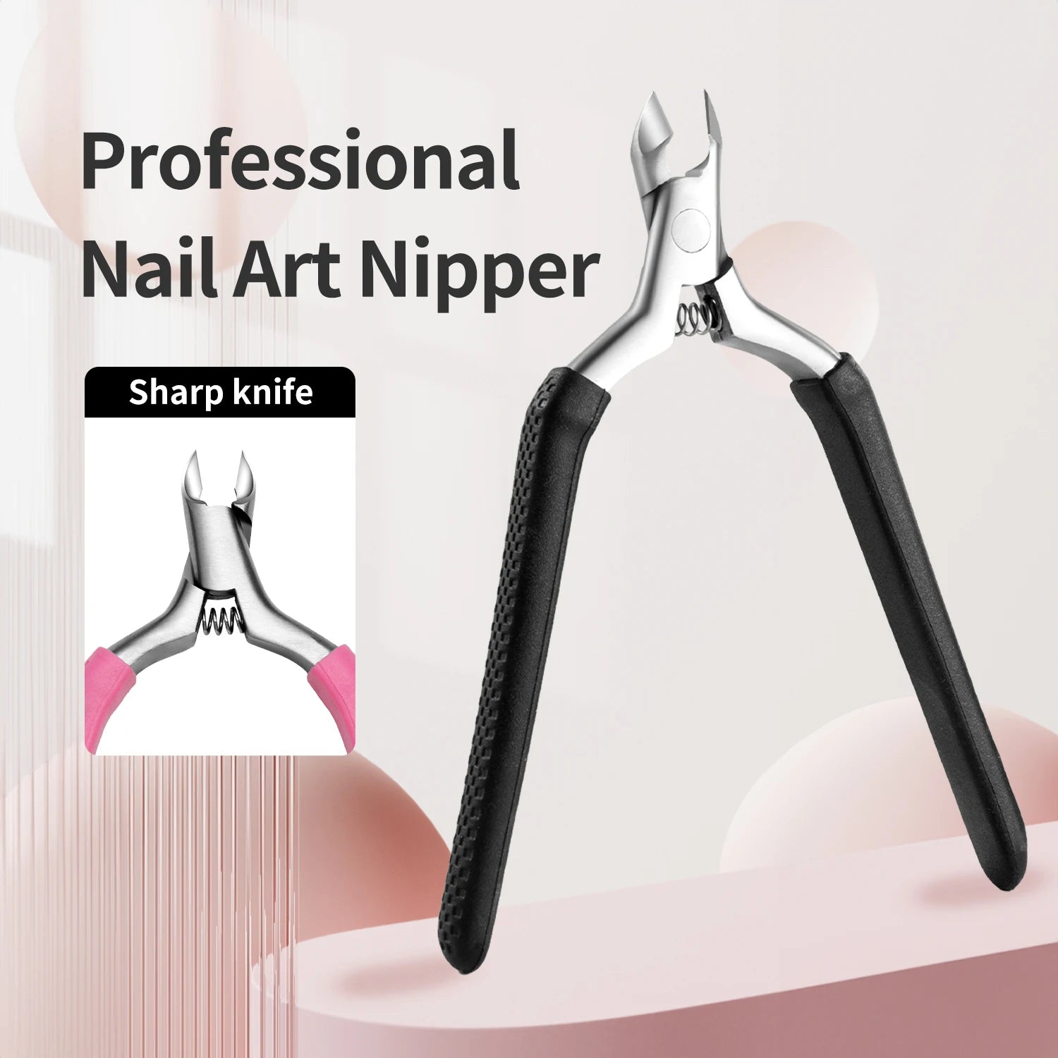 Manicure Cuticle Scissors Silicone Non-Slip Handle Cuticle Nippers Trim Nail Edges Barb Dead Skin Scissors Nail Art Tools