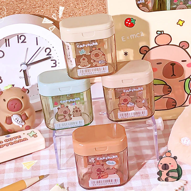 1Pcs Cartoon Capybara Pencil Sharpener Double Hole Pencil Sharpener Portable Mini Manual Pencil Sharpener Student Stationery