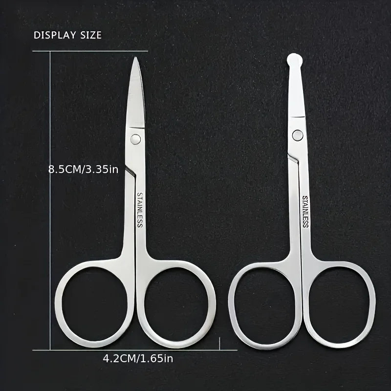 2 sets of small beauty scissors for facial hair -nose, beard, eyebrows, eyelashes-professional stainless steel trimming scissors