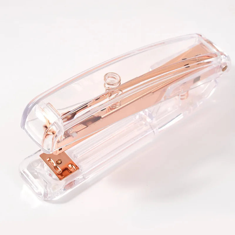 No.12 Transparent Stapler, Rose/Gold/Silver Colors, for Office School Home Use - Compact & Durable