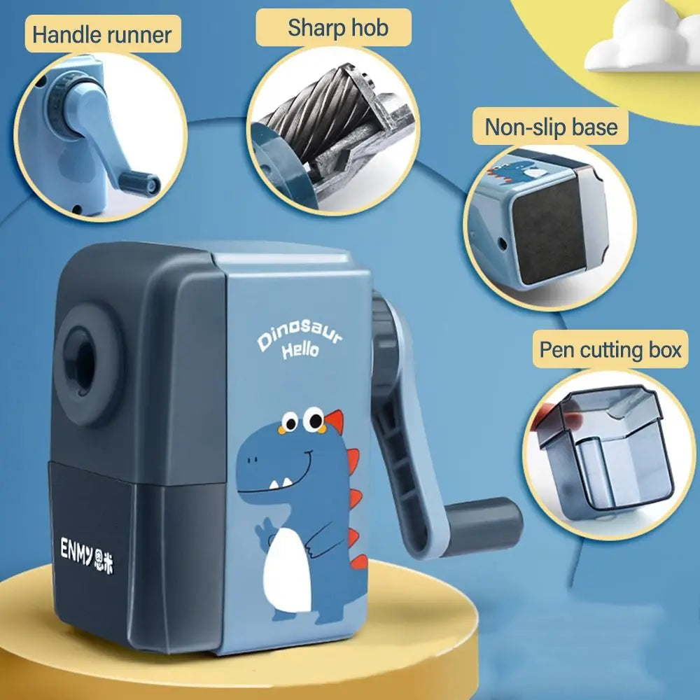 Cartoon Dinosaur Pencil Sharpener Hand-cranked Mechanical Tool Automatically Enters Lead Anti Sticking Lead Office Gift Student