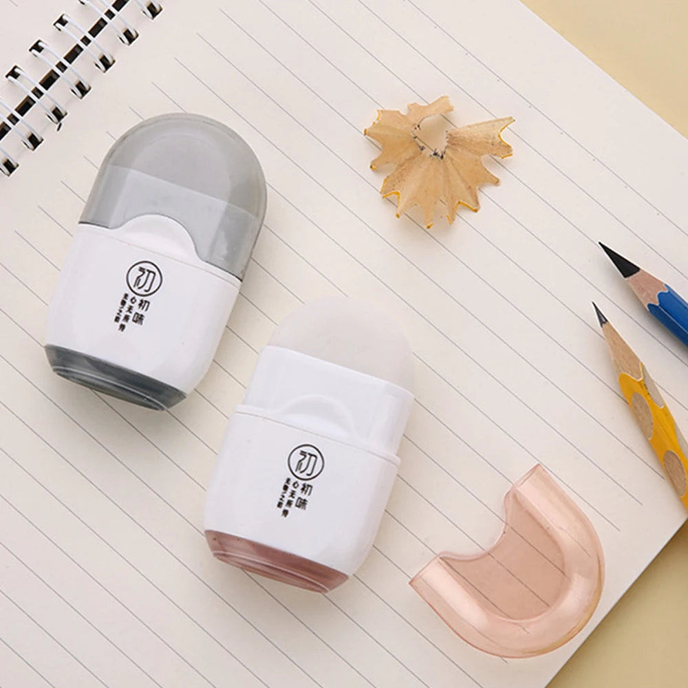 Multifunctional eraser Pencil Sharpener 2 in 1 Kawaii School Supplies Stationery Items Student Prize for Kids Gift