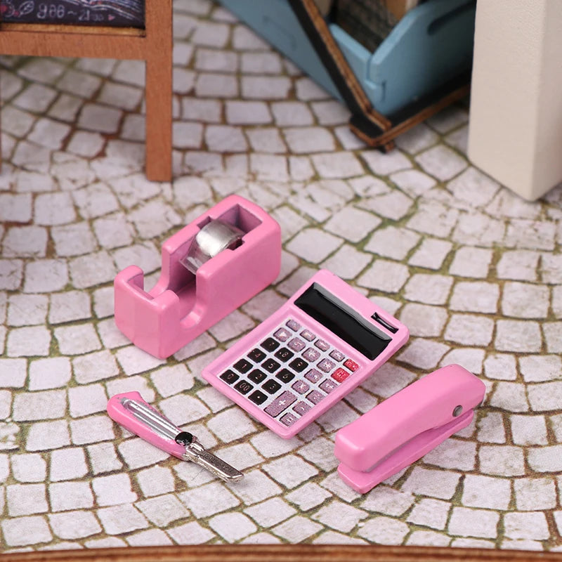 1 Set Dollhouse Mini Stationery Simulation Tape Cutter Utility Knife Pack School Supplies Model