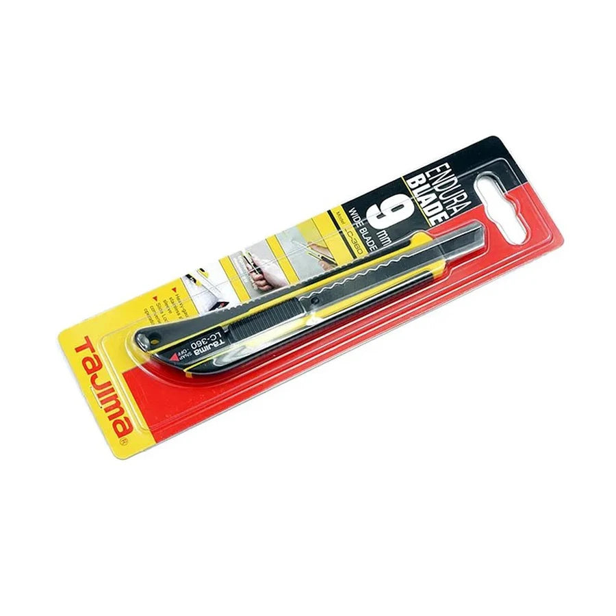 TAJIMA LC360B 9mm A-type Stainless Steel Blade Utility Knife Push Button Rubber Handle Rugged Cutting Tool