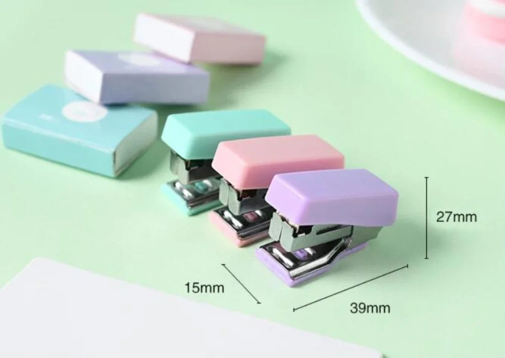 Mini Stapler for Paper File Metal Stapler Set with 500pcs 10# Staples Cute Stationerys Kits School Office Binding Supplies
