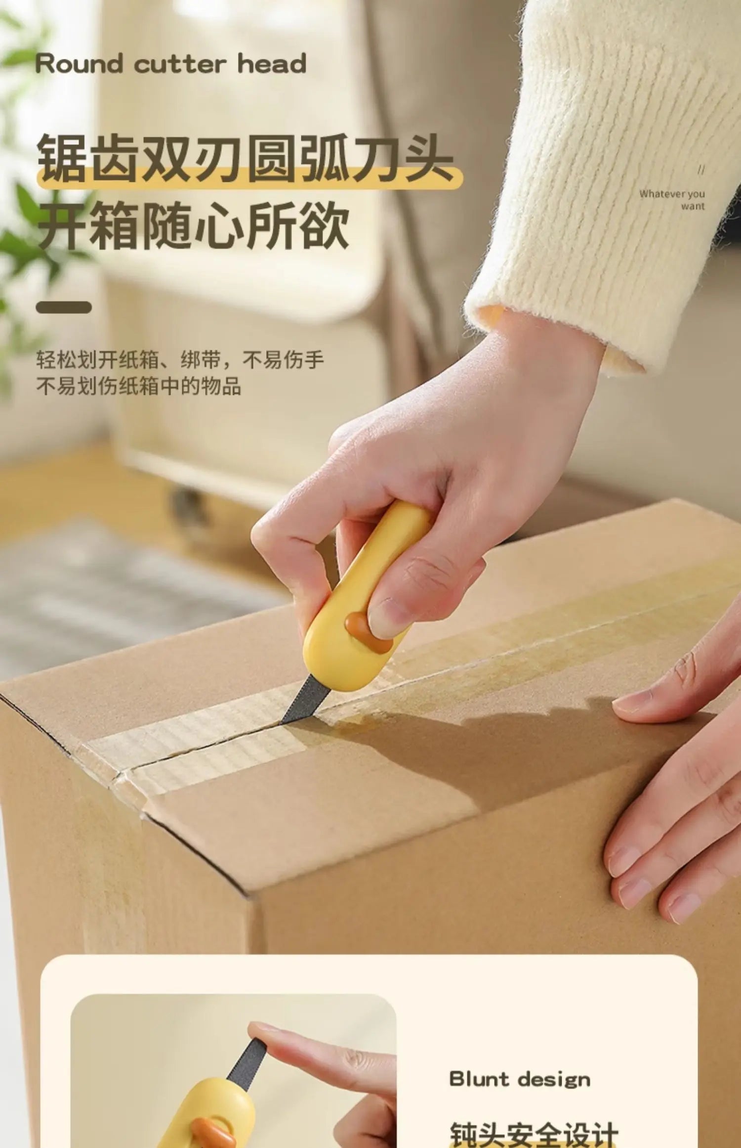 Strong Magnetic Anti-Slip Box Cutter｜Mini Portable Serrated Opener｜Sharp Utility Knife for Packages｜Safe & Effortless Cutting