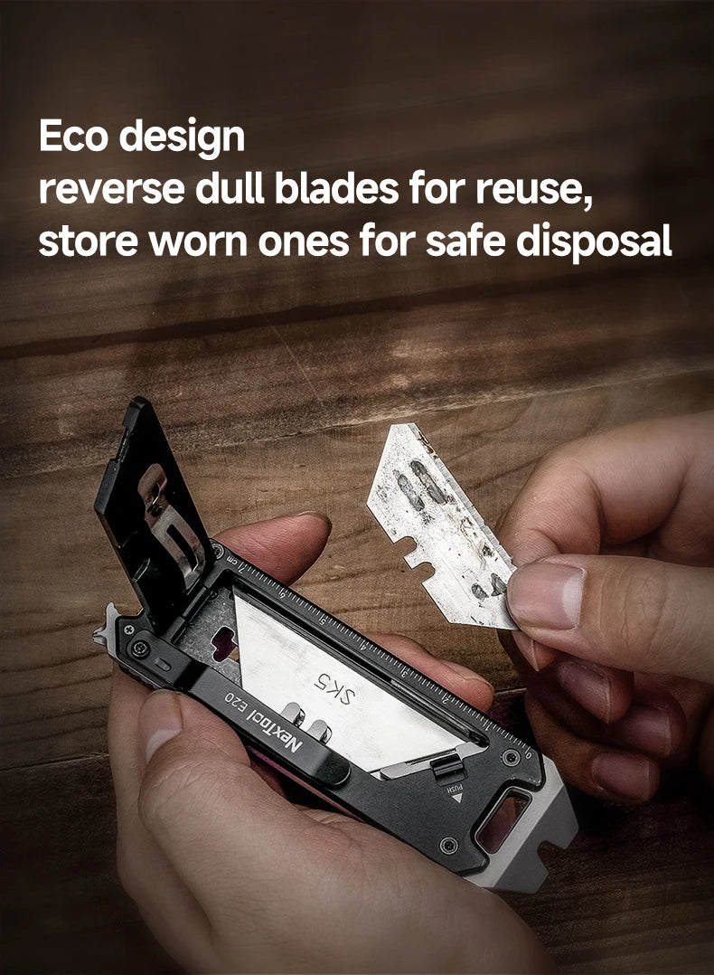 New NexTool Explorer E20 Utility Knife Box Cutter 8-in-1 Multi-tool Innovative Auto Reload Design Mini EDC Tools Built-in Blades