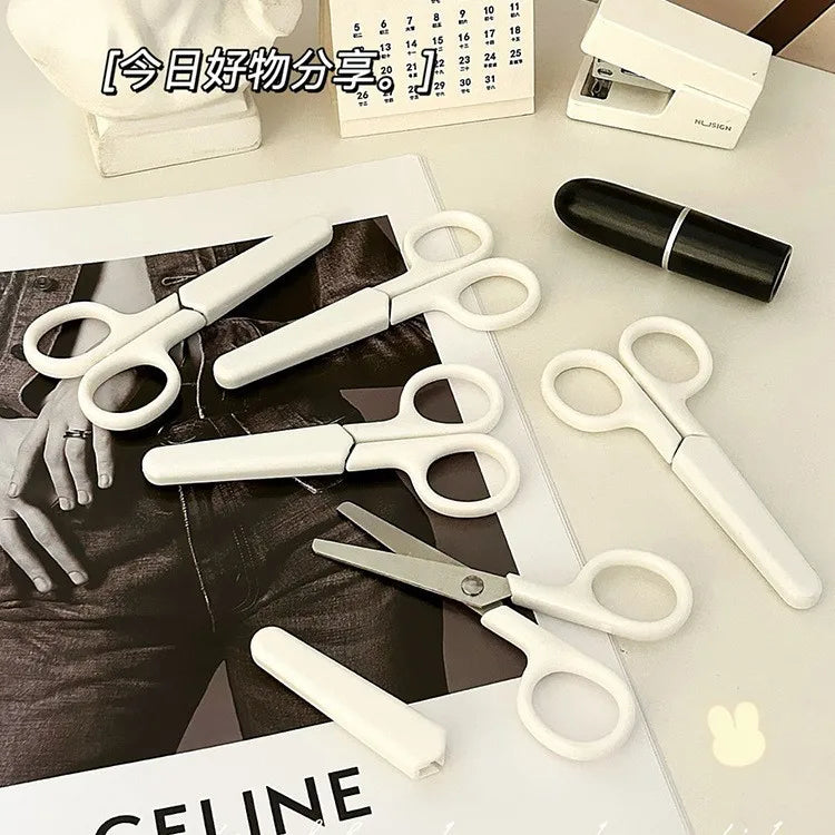 Student cutting scissors Cute mini scissors children's handmade art stainless steel with lid small scissors #4216