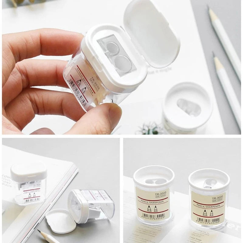 Portable Double Holes Sharpener Clear Round Pencil Sharpener Gift Fo Students