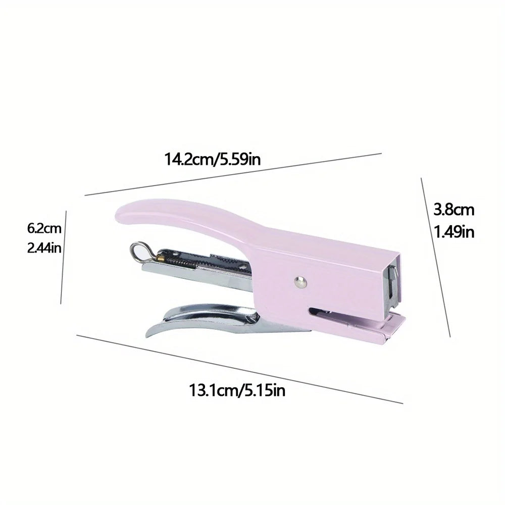 1 Pcs Polychromatic Metal Clip Stapler Hand-held Stapler Portable 24/6 Staples Fashion Stationery Office Supplies