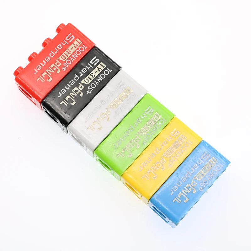 5-50pcs Building Blocks Pencil Sharpener Cartoon Plastic Children's Office And School Supplies Student Stationery Random Supply