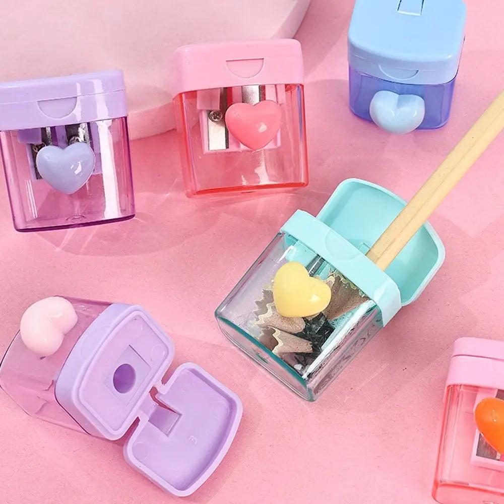 Cartoon Pencil Sharpener Single/Double Hole Pencil Cutter Tool Student Stationery Simple School Office Supplies High Quality