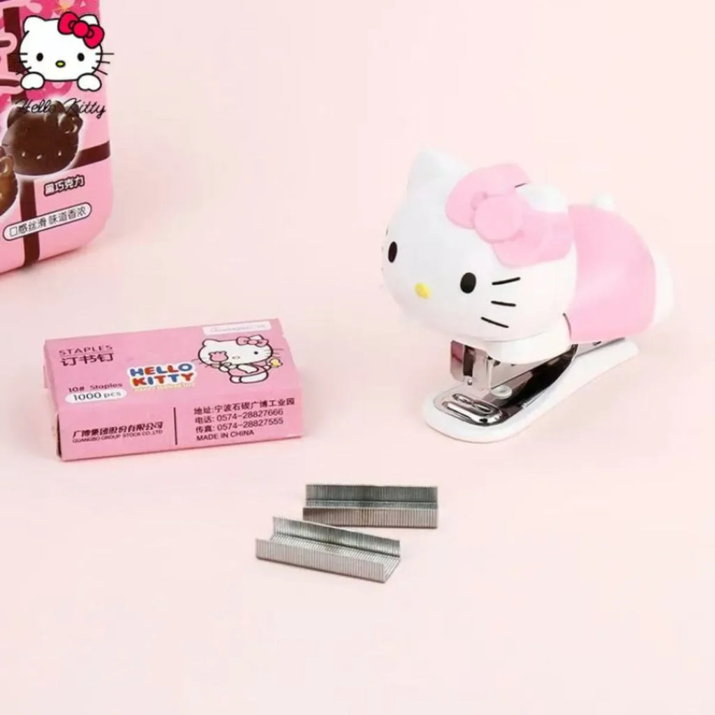 Sanrio Hello Kitty Anime Figures Staplers Set Kawaii Cute Cartoon Student Binding Machine School Office Binding Supplies Stapler