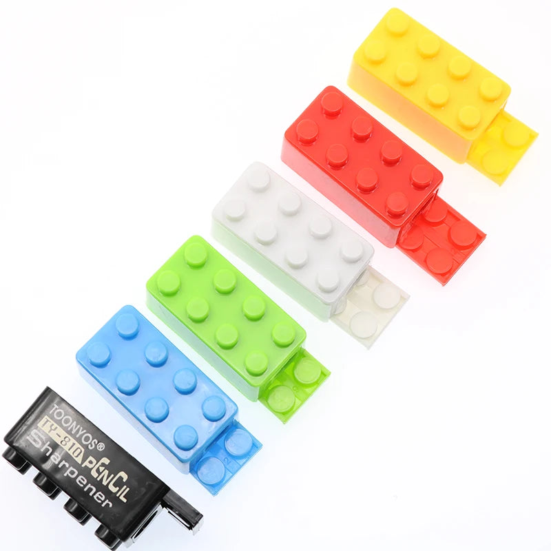 5-50pcs Building Blocks Pencil Sharpener Cartoon Plastic Children's Office And School Supplies Student Stationery Random Supply