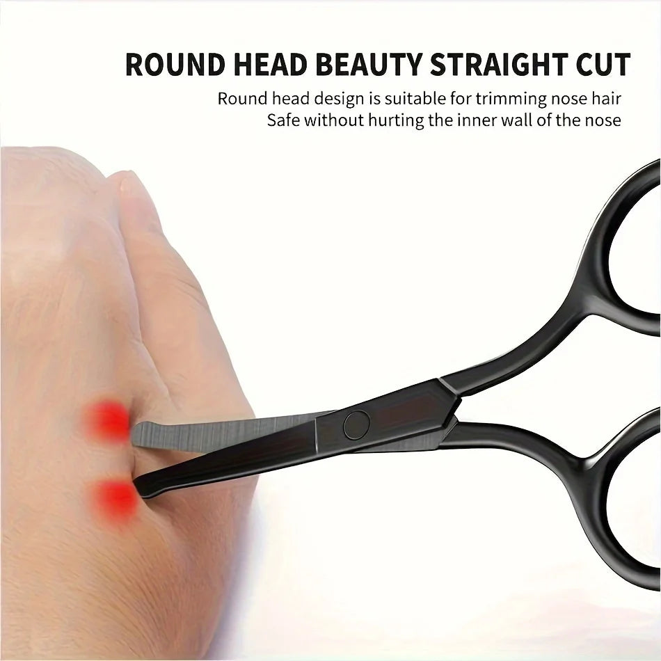 Professional Stainless Steel Nose Hair Scissors For Men And Women - Safety Round Head For Trimming Eyebrows, Nose Hair, Beard,