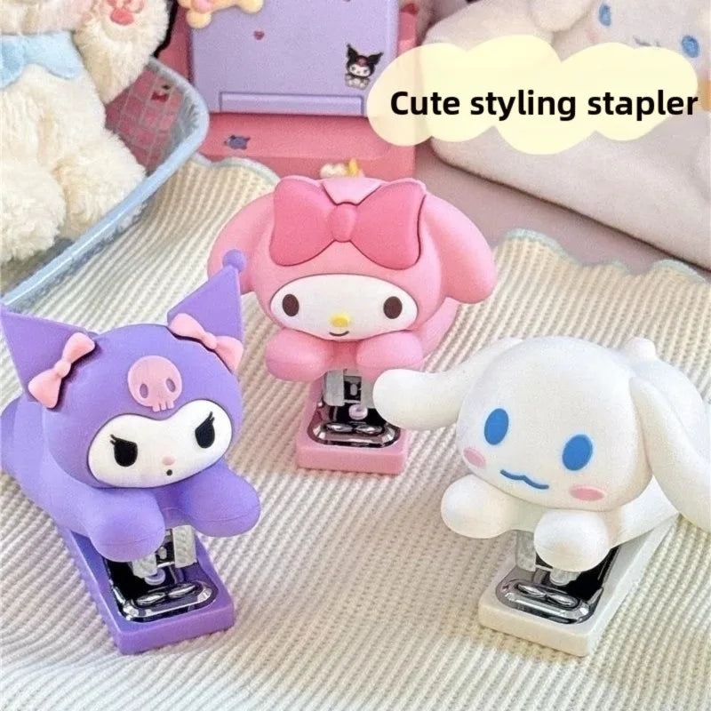 Sanrio Hello Kitty Anime Figures Staplers Set Kawaii Cute Cartoon Student Binding Machine School Office Binding Supplies Stapler